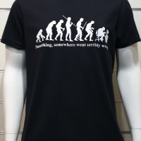 Нова мъжка тениска с трансферен печат Човешка еволюция в черен цвят, снимка 14 - Тениски - 36598981