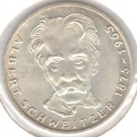 Germany-5 Deutsche Mark-1975 G-KM#143-Albert Schweitzer-Silver, снимка 1 - Нумизматика и бонистика - 37625478