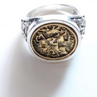 Златен пръстен с Бяло и Жълто злато 18к нов, снимка 1 - Пръстени - 28887162