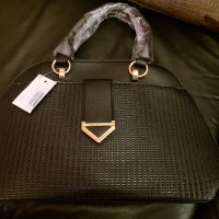 Нова стилна елегантна черна дамска чанта от изкуствена кожа + портмоне, снимка 6 - Чанти - 33611404