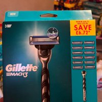 Gillette MACH 3 комплект 1бр бръсначка +12бр ножчета внос Англия!, снимка 1 - Електрически самобръсначки - 43336066