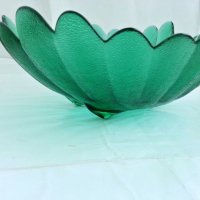Стъклена  купа фруктиера цветно зелено стъкло , снимка 4 - Антикварни и старинни предмети - 27459199