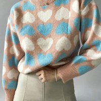 Дамски пуловер на сърчица  , снимка 1 - Блузи с дълъг ръкав и пуловери - 43899648