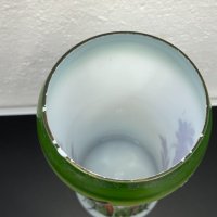 Рисувана стъклена ваза - Арт Нуво. №4961, снимка 5 - Антикварни и старинни предмети - 43923265