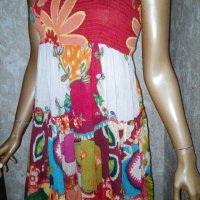 Техто- Нова дълга пъстра памучна лятна рокля с богата долна част-М, снимка 3 - Рокли - 32965152