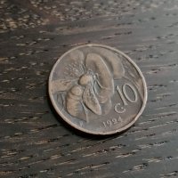 Монета - Италия - 10 чентесими | 1924г., снимка 1 - Нумизматика и бонистика - 26482372