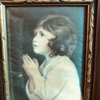 2бр френски винтидж картини молещо се момиче и момче щампа върху плат, снимка 8 - Картини - 32721197