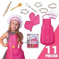 Детски готварски комплект с престилка и шапка за момиче, снимка 1 - Образователни игри - 38750673