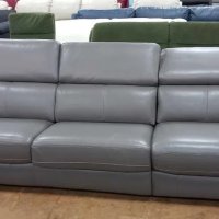 Голям сив кожен диван с функция сън "Clarence", снимка 6 - Дивани и мека мебел - 40279263