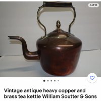 Античен меден чайник, внос от Англия , снимка 4 - Антикварни и старинни предмети - 43408084