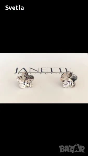 Сребърни обеци цвете, снимка 1