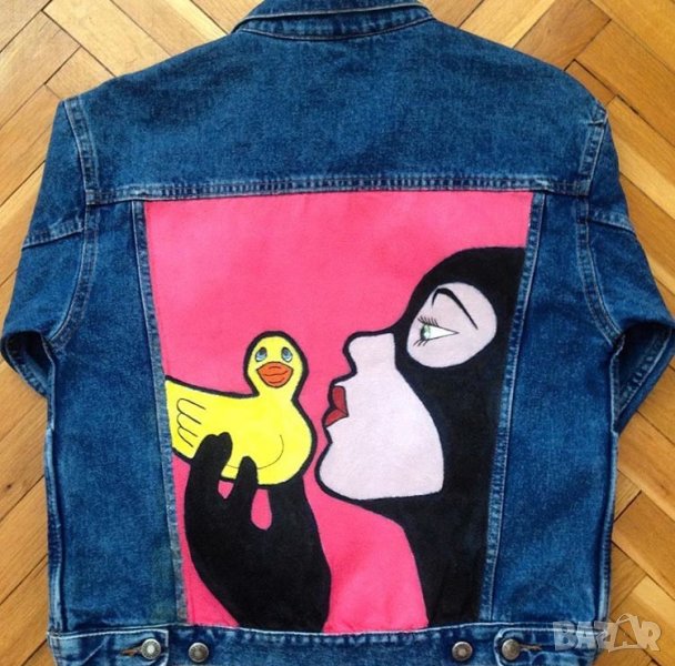 Рисувани дънкови якета синьо/черно деним дънково яке, снимка 1