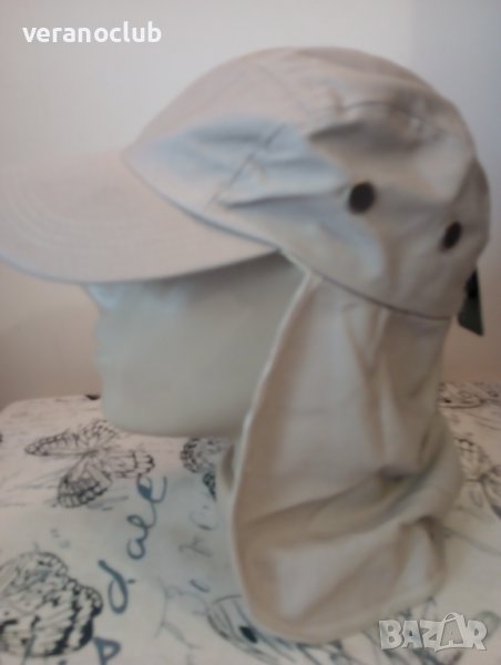 Бежова шапка с козирка с кърпа отзад, снимка 1