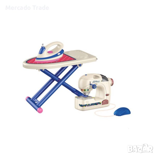Детски комплект Mercado Trade, Дъска за гладене, Ютия, Шевна машина със светлина, снимка 1