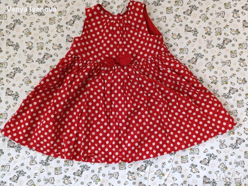 H&M червена рокля на точки 9-12 месеца, снимка 1