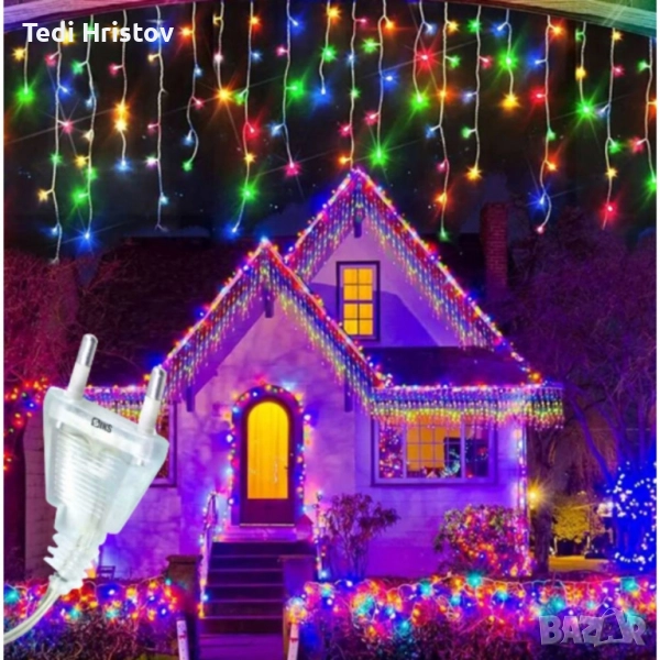 Коледна украса LED ресни 12 метра , снимка 1