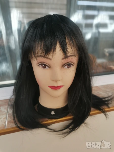Нова средна дължина черна перука с бретон - 45 см - мод.5 →, снимка 1