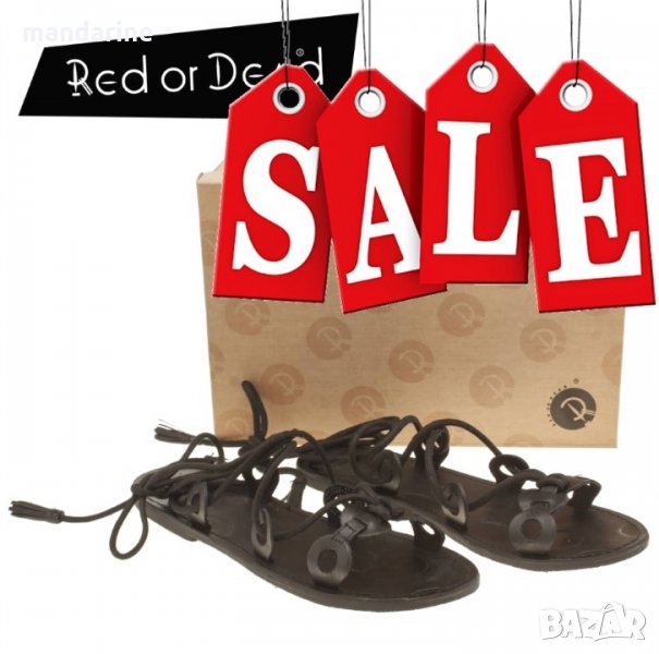 ПРОМО 🍊 RED OR DEAD № 38 🍊 Дамски сандали тип гладиатор в черно ест. кожа нови с кутия, снимка 1