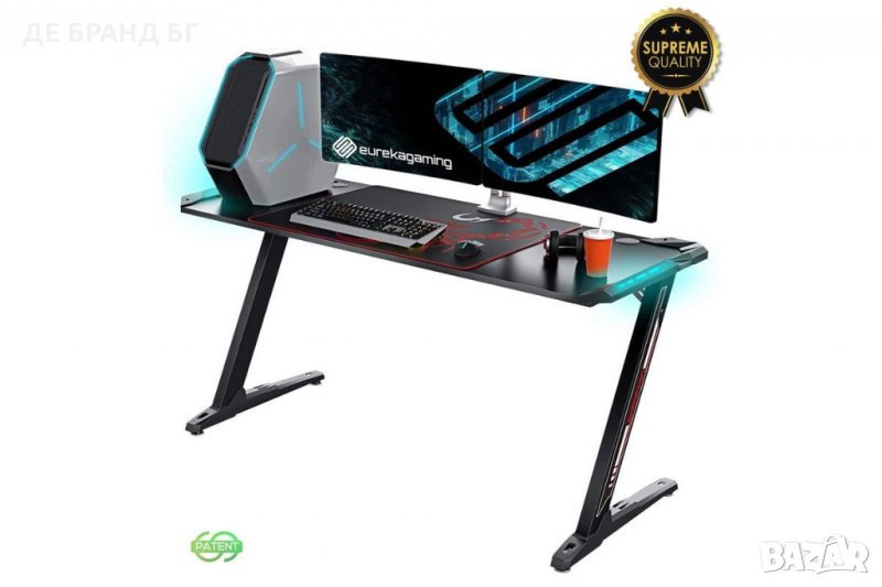 Геймърско бюро с RGB LED светлини ERK-Z60-B, снимка 1