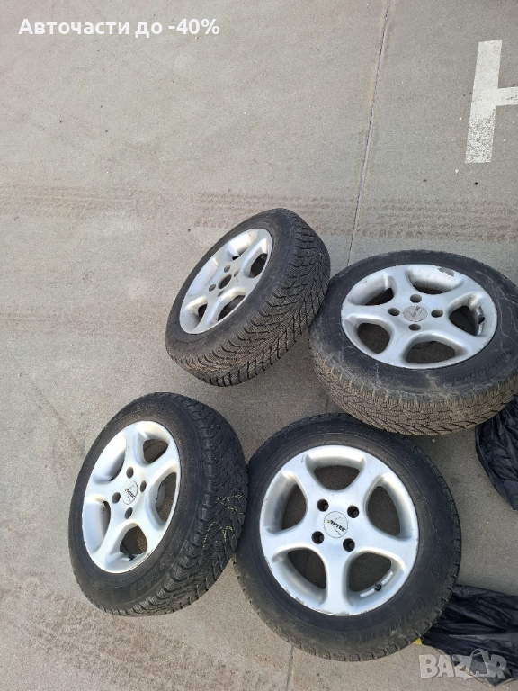 4 броя лети джанти 4х108 R14 65.1 ЕТ15 с 4 броя Зимни Гуми 175/65/14 Cordiant, снимка 1