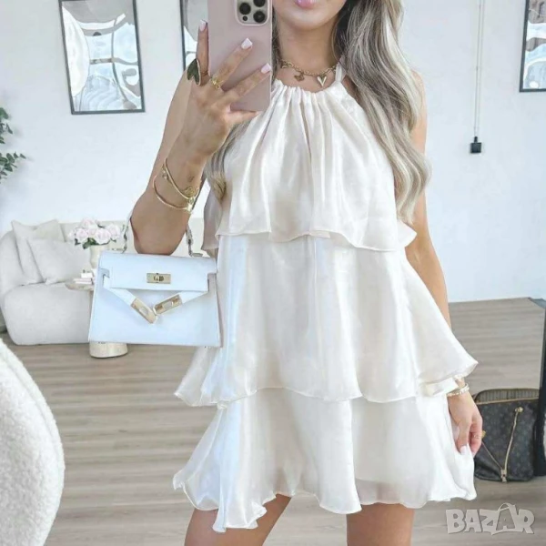 ⭐️Изключително нежен и ефирен модел дамска рокля от лека, воалеста материя с блясък 
, снимка 1