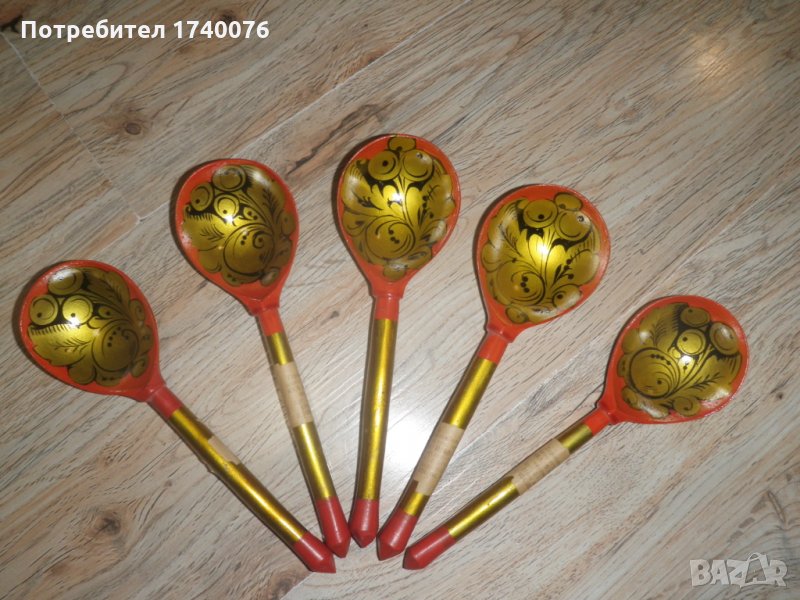 5 бр руски дървени лъжици, снимка 1