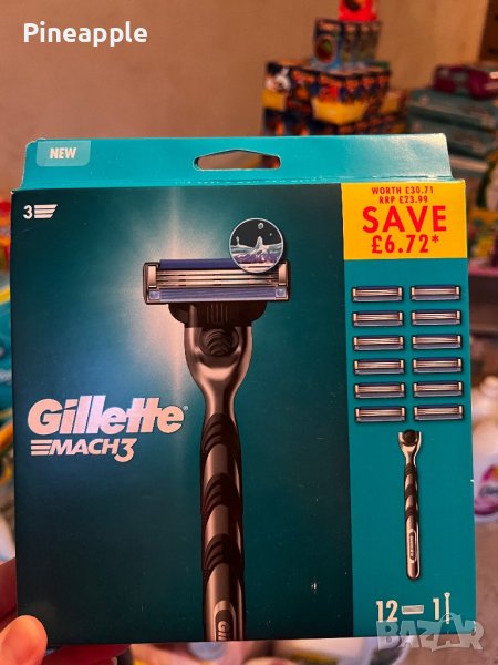 Gillette MACH 3 комплект 1бр бръсначка +12бр ножчета внос Англия!, снимка 1