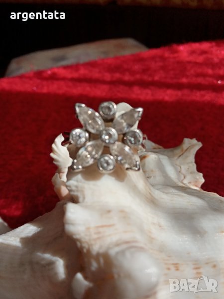 Сребърен пръстен с 11 циркона, снимка 1