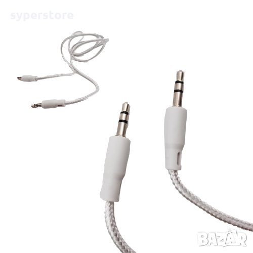 Кабел Ст. жак - ст. жак 3.5мм Digital One SP00244 1м Бяла оплетка Аux-11 Cable 3.5mm-M/M 1m, снимка 1