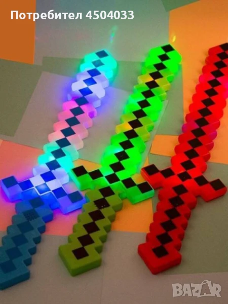 Детска играчка светещ меч Майнкрафт, снимка 1