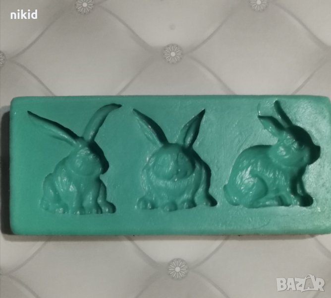 3 пози заек заека силиконов молд форма за декорация и украса торта фондан, снимка 1