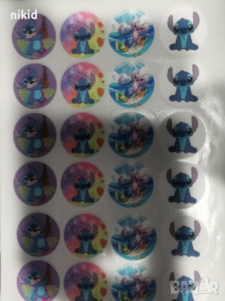 24 бр Стич лист кръгли лепенки самозалепващи стикери за ръчна изработка за подарък , снимка 1