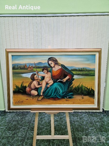 Топ уникална стара голяма антикварна авторска майсторска картина масло върху платно , снимка 1