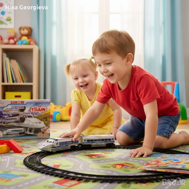 Влакче с релси, звуци и светлини - впечатляващ подарък за Коледа и празниците, снимка 1