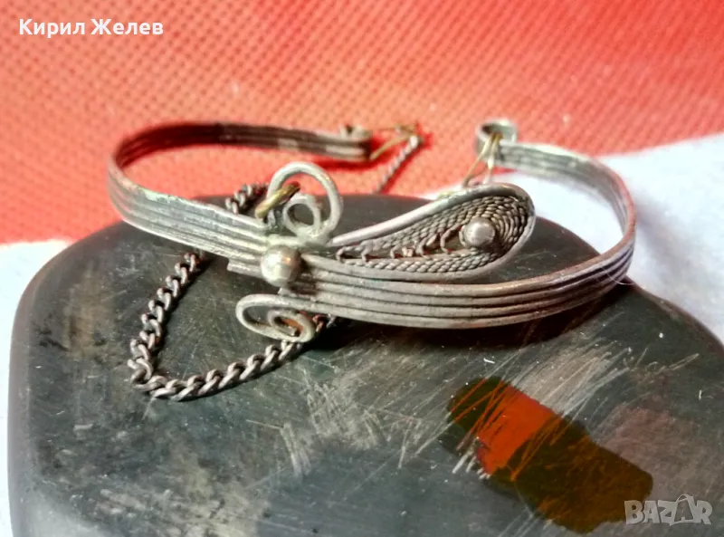 СТАРИННА СРЕБЪРНА ГРИВНА ВИСОКА ПРОБА СРЕБРО ФИЛИГРАННА РЪЧНА ИЗРАБОТКА с ПОСРЕБРЕНА ВЕРИЖКА 40710, снимка 1