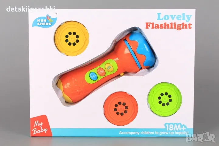 Музикален проектор с 4 диска със светещи картинки- бебешка играчка, снимка 1