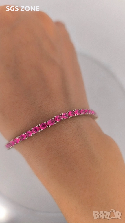 СРЕБЪРНА ГРИВНА С РОЗОВ ТОПАЗ, снимка 1