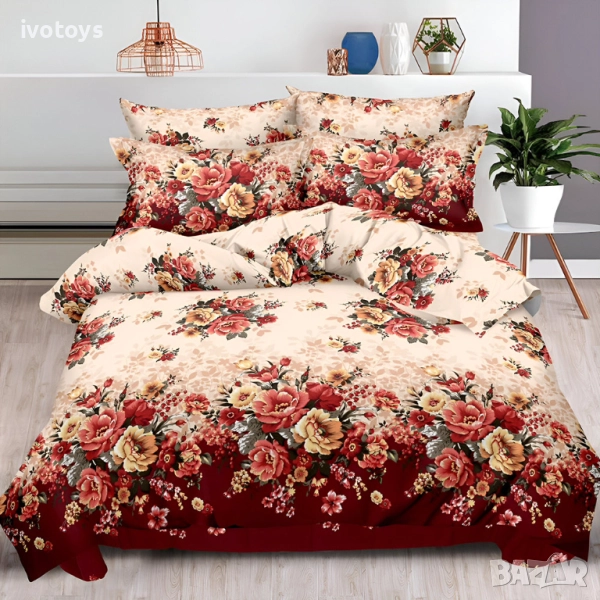 Двулицево спално бельо с ластик, 6 части - Модел WS13693, снимка 1