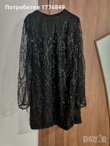 Черна рокля с пайети , снимка 1