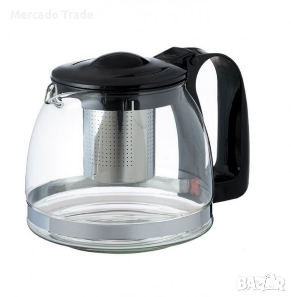 Чайник с филтър Mercado Trade, Стъкло, Неръждаема стомана, 1,25 л, Прозрачен, снимка 1