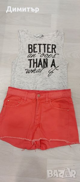 Дамски лот: потник + къси дънкови панталони, снимка 1