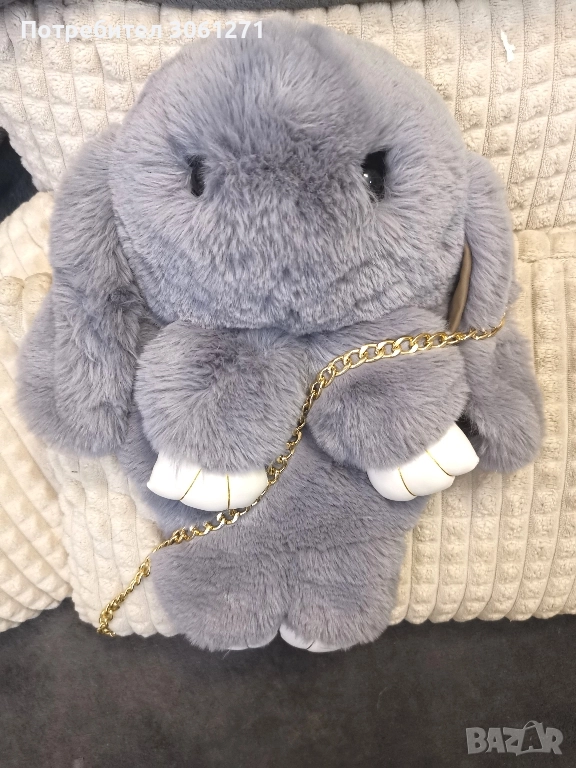 Чанта зайче светло сива , снимка 1