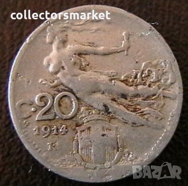 20 центисими 1914, Италия, снимка 1