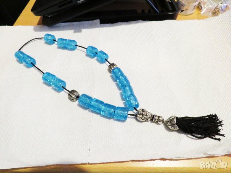 броеница, османска броеница, мюсюлманска броеница, турска броеница с красиви сини звена, снимка 1