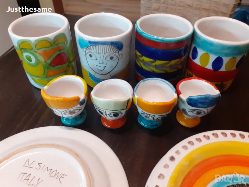 Ръчно направени и рисувани керамични съдове De Simone Italy, снимка 1