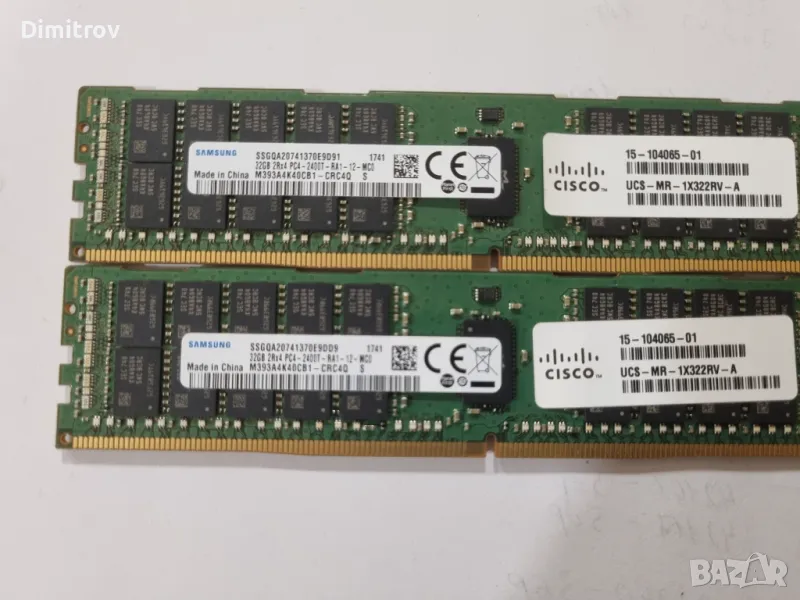 SAMSUNG 32GB (1X32GB) 2RX4 PC4-2400T DDR4 ECC Server Memory M393A4K40CB1-CRC4Q, снимка 1