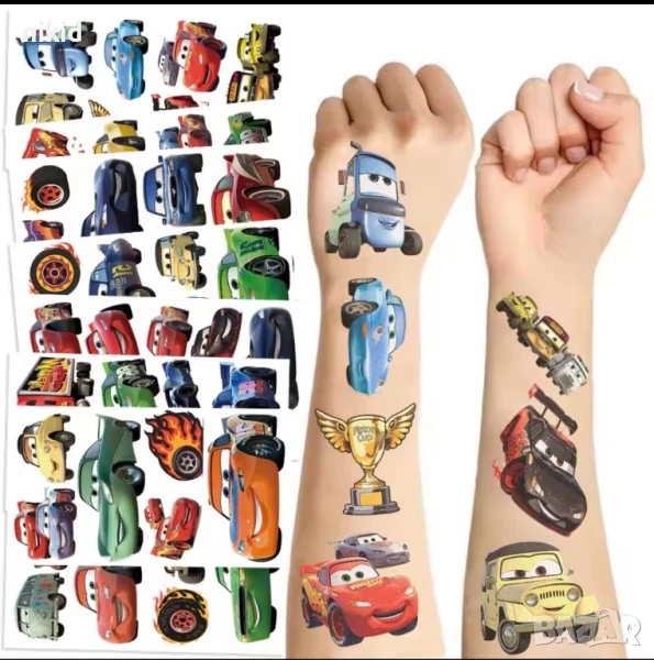 10 вида Маккуин Макуин колите McQueen cars Tattoo татос татуировка временна детска татоси татуси, снимка 1