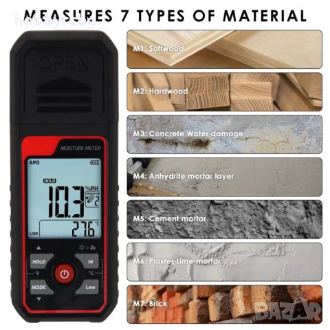 2-иглен влагомер за дърво, бетон, мазилка и други строителни материали, снимка 1