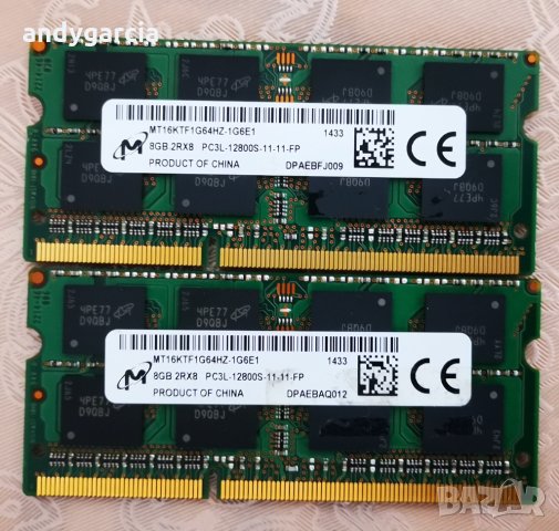 16GB KIT 1600mhz DDR3L RAM Hynix/Samsung/Micron памет за лаптоп, sodimm, снимка 2 - RAM памет - 16436511