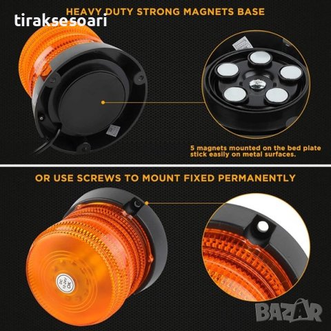 ПРОМОЦИЯ 60 LED Лед Сигнална Лампа Аварийна Маяк Буркан 12V 24V Mагнит, снимка 3 - Аксесоари и консумативи - 43010118